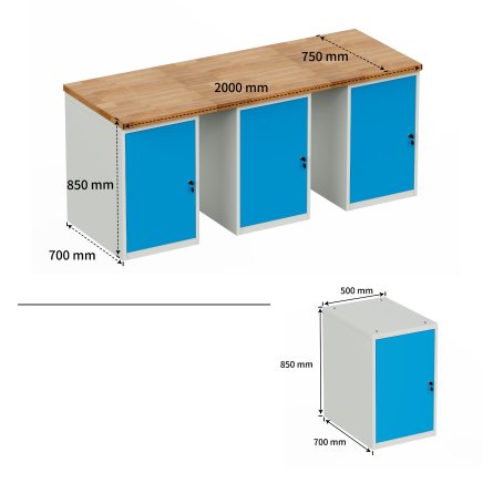 Workshop table with base container HD_20DDD - 5