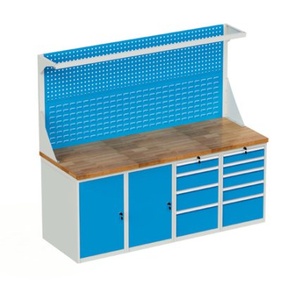 Workshop table with base container HD_2045DD_FP