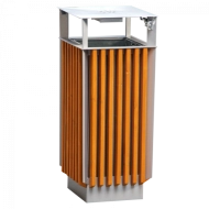 Outdoor wooden trash can with ashtray 1018-S