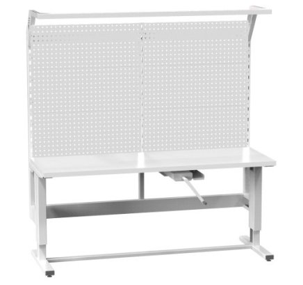 A crank-adjustable table with an extension