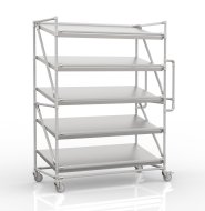 Shelving trolley for crates with inclined shelves 1300 mm wide, SP13060