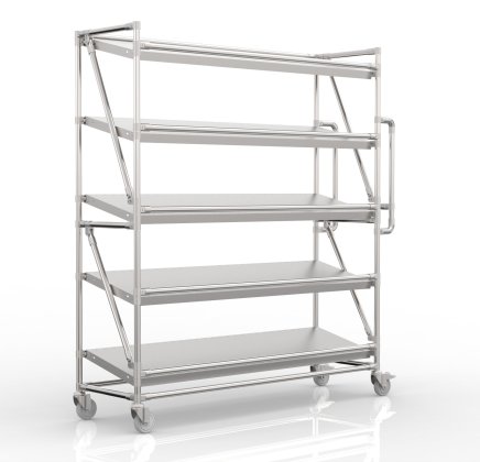 Crate rack trolley with 1500 mm wide inclined shelves, SP15040 (3 models) - 4