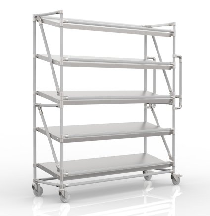 Crate rack trolley with 1500 mm wide inclined shelves, SP15040 (3 models) - 1