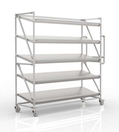 Crate rack trolley with 1700 mm wide inclined shelves, SP17040 (3 models) - 1