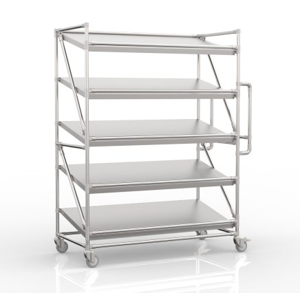 Shelving trolley for crates with inclined shelves 1300 mm wide, SP13060 - 4