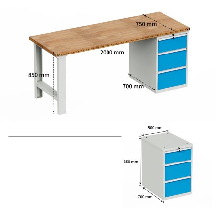 Workshop table with base container HD_01_203 - 6