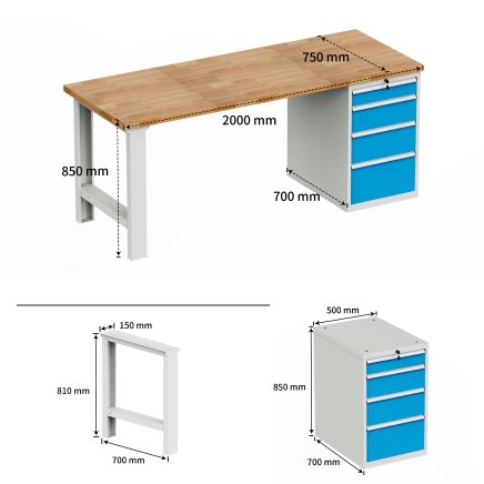 Workshop table with base container HD_01_204 - 6