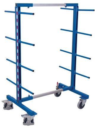 Double-sided rack trolley with support arms