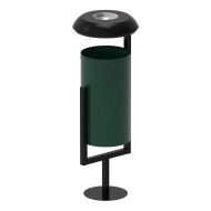 ALBERT metal outdoor trash can with roof and ashtray