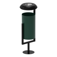 ALBERT metal outdoor trash can with roof and ashtray