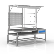 Mechanically height-adjustable welding table