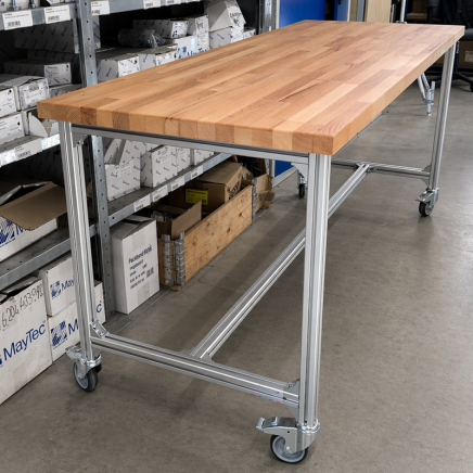 Mobile work table made of aluminum profiles, width 2000 mm - 2