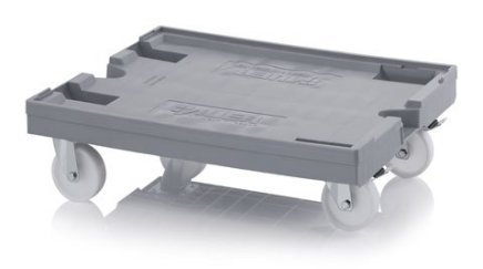 Chassis under crates for larger loads - 2 polyamide swivel wheels