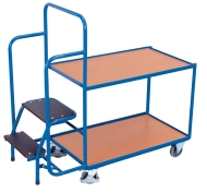 Picking cart with steps, 2 shelves
