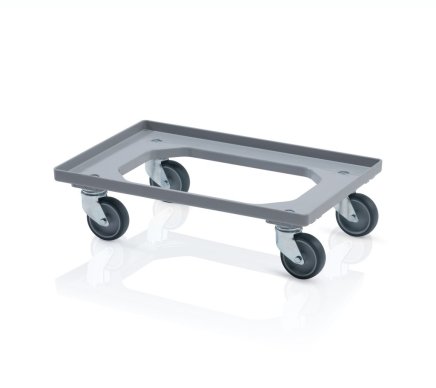 Chassis for crates - 4 swivel wheels, gray color