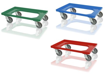 Chassis for crates - 4 swivel wheels, color green - 1