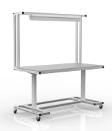 Electrically height-adjustable table made of aluminum profiles (two versions)