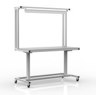 Electrically height-adjustable table made of aluminum profiles (two versions)
